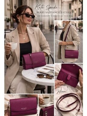 Kate Spade Laurel Way Winni Berry Saffiano Leather Crossbody/Clutch NWOT